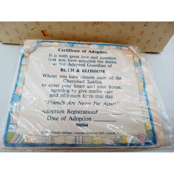 Cherished Teddies Beth and Blossom Bears with Umbrella Figurine 1991 Hamilton - Picture 2 of 12